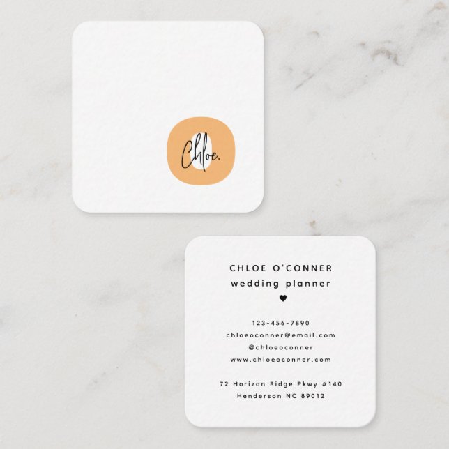 Trendig Monogram-Orange med fet stil Inledande skr Fyrkantigt Visitkort (Fram/baksida)