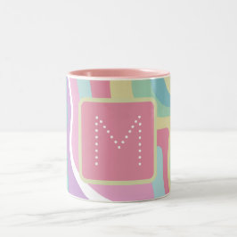 Trendig Monogram Retro Mönster Två-Tonad Mugg
