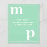 Trendig Monogram Seafoam Grönt Budget Spara datum