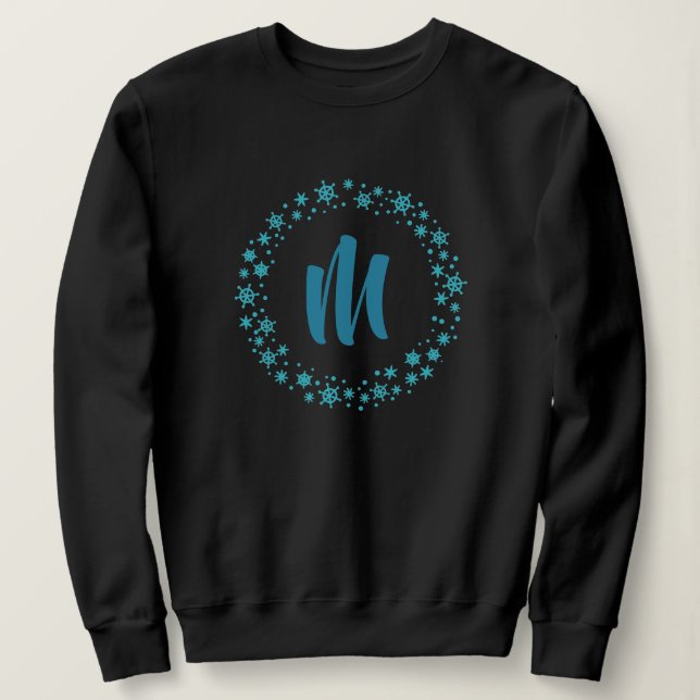 Trendig Monogram Snöflake Sweatshirt T-shirt (Design framsida)