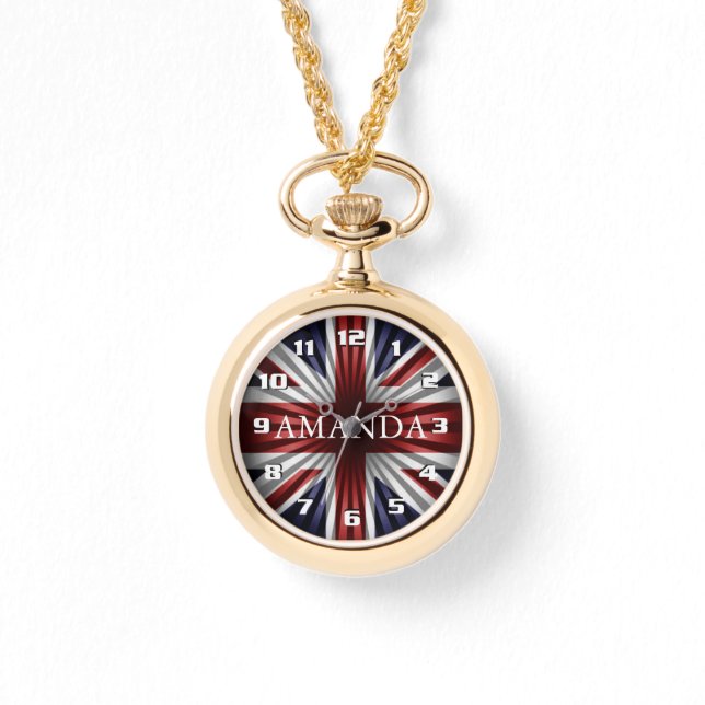 Trendig monogram solstrålar Union Jack Armbandsur (Framsida)