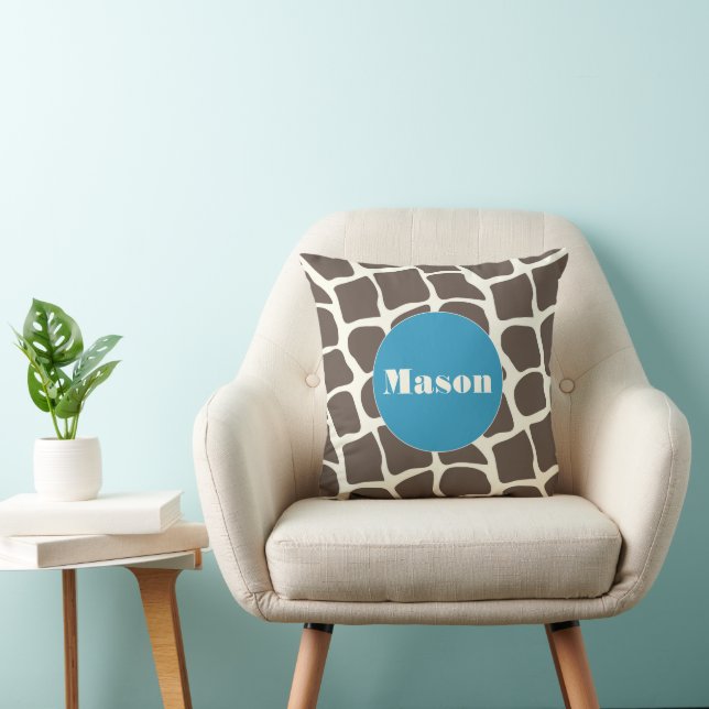 Trendig Monogram Stylized Giraffe Mönster Pillow Kudde (Stol)