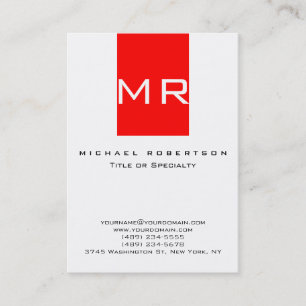 Trendig Monogram White Red Rand Affärskort Visitkort