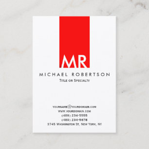Trendig Monogram White Red Rand Clean Visitkort