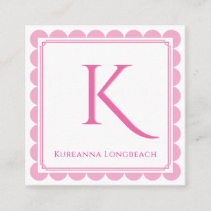 Trendig monograminitial Rosa Grön Visitenkort Tilläggskort