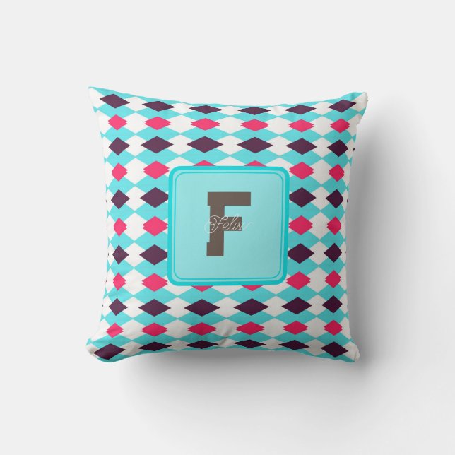 Trendig monogramkuddfodral för present till pappa kudde (Framsida)