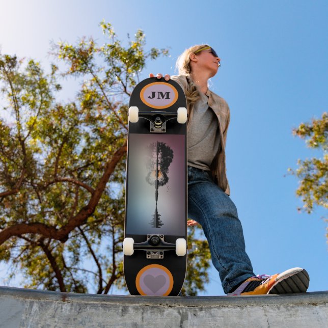 Trendig Monogrammad Skateboard med Guitar (Utomhus 1)