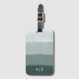 Trendig monogrammarkerad akvarell kritvit ombré bagagebricka