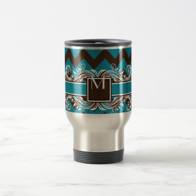 Trendig Monogrammed Geometric Chevron Mönster Resemugg (Center)