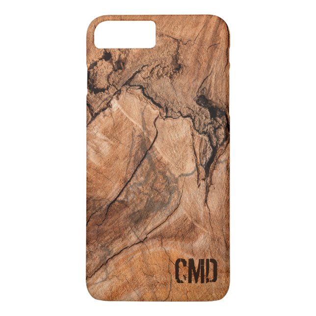 Trendig Monogrammed Natur Hardwood Case-Mate iPhone Skal (Baksida)