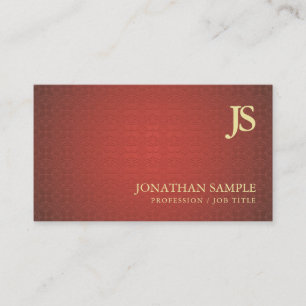 Trendig Monogrammed Red Guld Damask Plain Luxury Visitkort