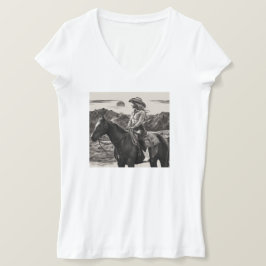 Trendig Monokrom Cowgirl White Slim Fit T Shirt