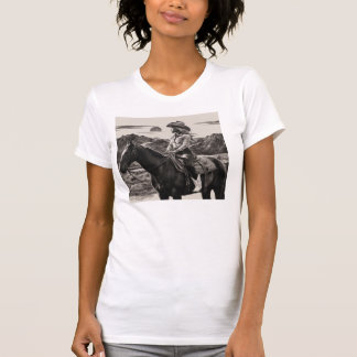 Trendig Monokrom Cowgirl White Slim Fit T Shirt