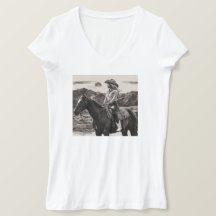 Trendig Monokrom Cowgirl White Slim Fit T