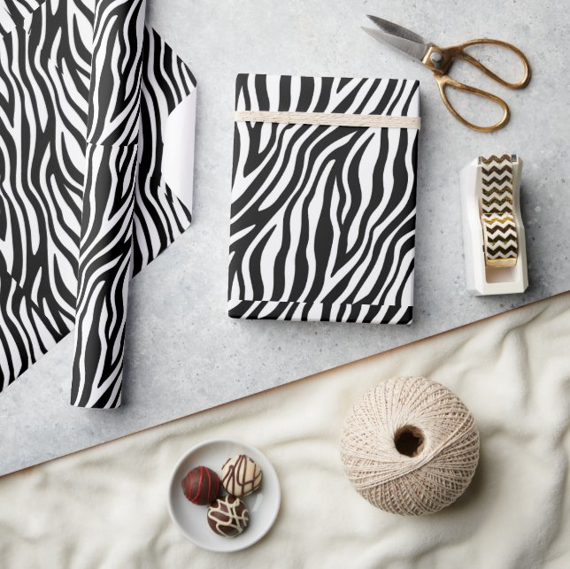 Trendig Monokrom Zebra Randig Presentpapper (Hantverk)