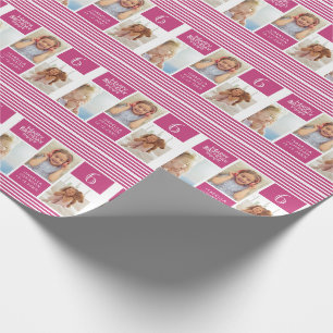 Trendig Mönster Rosa Rand Photo Collage Birthday Presentpapper