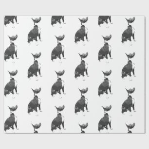 Trendig mönster svartvit Pit Bull dog Wrappi Presentpapper