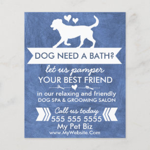 Trendig Mörk blått Hund med grooming Flyer anpassn