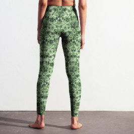 Trendig Mörk grönt Ombre Tie Dye Shibori Effekt Leggings