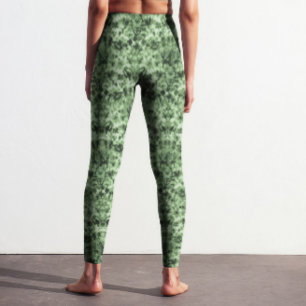 Trendig Mörk grönt Ombre Tie Dye Shibori Effekt Leggings