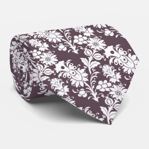 Trendig Mörk Mauve Lila Blommigt Marskalkar Bröllo Slips