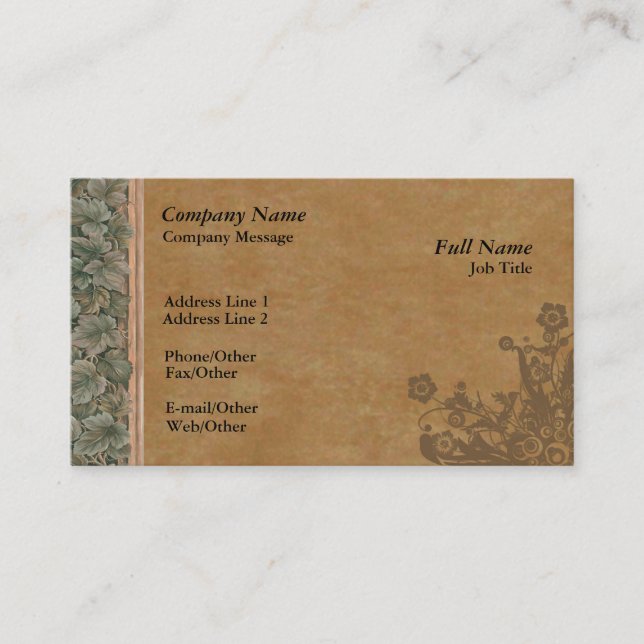 Trendig Mörk Parchment Ivy Business Card-mall Visitkort (Framsida)