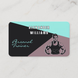 Trendig Mörk Sand Blue Grönt Personal Trainer Visitkort
