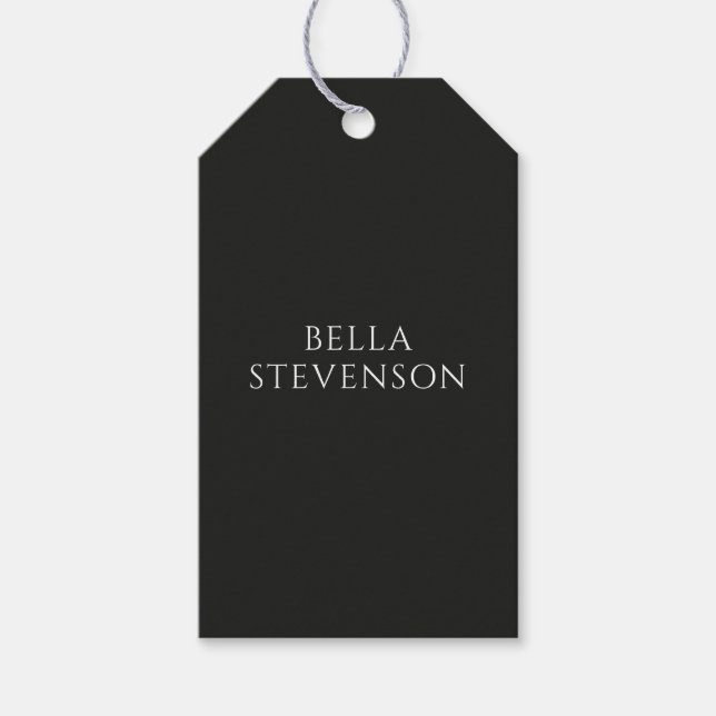 Trendig Mörkgrå Enkel Minimalistisk Stilren Presentetikett (Framsidan)