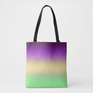 Trendig mörklila ljusgul grön gradient tygkasse