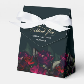 Trendig mörkröd turkos blomsterglas mystisk bröllo presentaskar