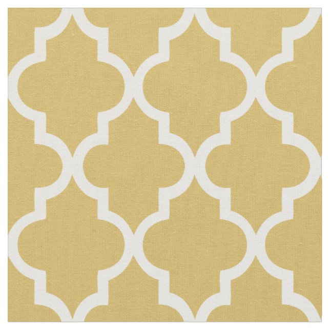 Trendig morockansk Quatrefoil-mönster i guld Tyg (Närbild)