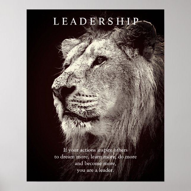 Trendig Motiv Ledarskap Lejon Brown Poster (Framsidan)
