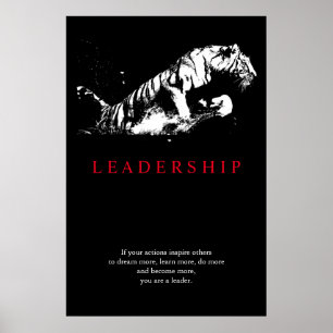 Trendig Motivative Leaagement Tiger Black White Poster