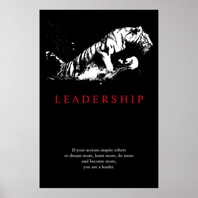 Trendig Motivative Leaagement Tiger Black White Poster (Framsidan)