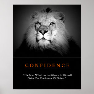 Trendig Motiveringsförtroende Lejon Black White Poster