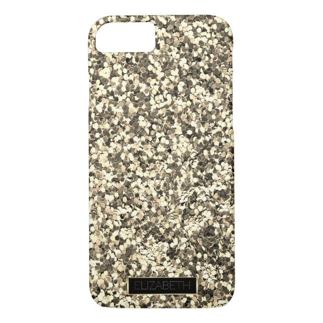 Trendig mousserande Guld Glitter, Ram-Personligen Case-Mate iPhone Skal (Baksida)