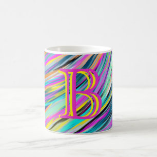 Trendig Multifärgad Neon Psychedelic Monogram Kaffemugg