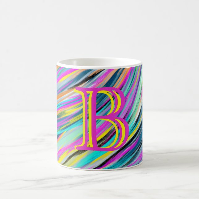 Trendig Multifärgad Neon Psychedelic Monogram Kaffemugg (Center)