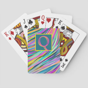 Trendig Multifärgad Neon Psychedelic Monogram Rosa Casinokort