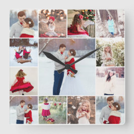 Trendig Multifoto Collation Wall Clock Fyrkantig Klocka