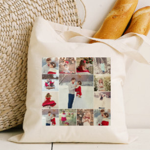 Trendig multifotokollage Tote Bag Tygkasse