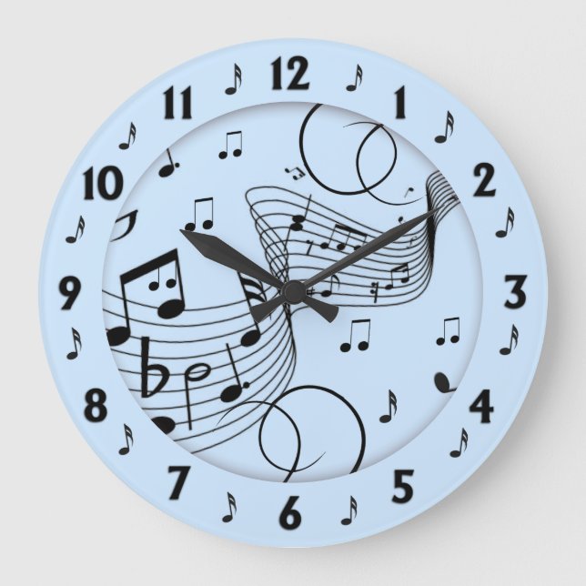 Trendig Music Design Blue Stor Klocka (Framsida)