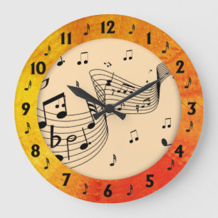 Trendig Music Tangerine Round Wall Stor Klocka