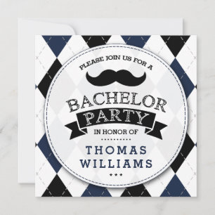 Trendig Mustache Bachelor Party-inbjudningar Inbjudningar