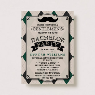 Trendig Mustache Bachelor Party-inbjudningar Inbjudningar