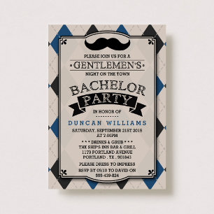 Trendig Mustache Bachelor Party-inbjudningar Inbjudningar