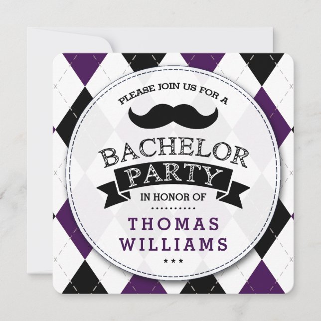 Trendig Mustache Bachelor Party-inbjudningar Inbjudningar (Framsida)