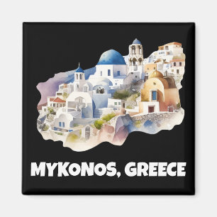 Trendig Mykonos Greece Vintage resor Magnet