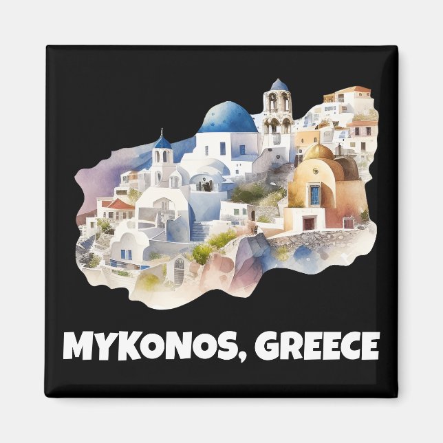 Trendig Mykonos Greece Vintage resor Magnet (Framsidan)