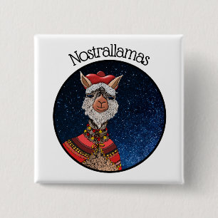 Trendig Mystical Nostradamus Llama Pun Halloween Knapp